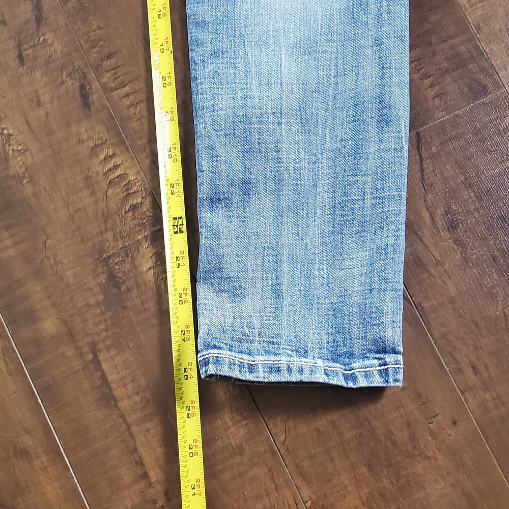 Miss Me Mid Rise Skinny Size 28 EUC Blue Women's Jeans with Cross Stitching - Picture 6 of 6